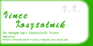 vince kosztolnik business card